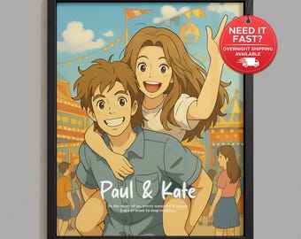 Custom Ghibli-Inspired Anime Portrait From Photo, Family Wall Art