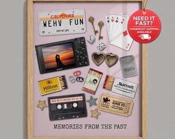 Personalized Retro Memory Collage, Custom Keepsake Wall Art, Nostalgic Couple Gift, Anniversary Keepsake