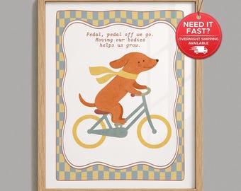 Kids Movement Poster, Animal Exercise Wall Art, Physical Activity Print