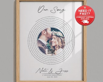 Custom Our Song Vinyl Record Lyrics Print, Personalized Wall Art
