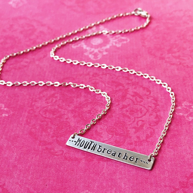 Stranger Things Inspired Hand Stamped Bar Necklace Mouth Etsy