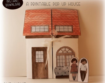 Printable Dollhouse Kit, Pop Up House, Kids Activities, Crafts, 3d Creative Games, DIY, Crafting, 8.5x11, Printable Toys, Instant Download