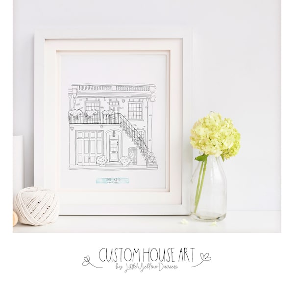 Custom House Sketch-Personalized Home Drawing-New Home Gift-Line Art-Minimalists-Hand Drawn Art-Black and White Home Sketch-Realtor Gift