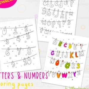 Letters And Numbers Coloring Pages, Alphabet Coloring Book, Kids Activities, Classroom, School Crafts, Printable PDF, Instant Download image 1