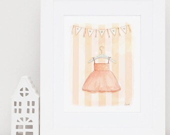 ładny Rysunek Sukienka Mała Dziewczynka Wystrój Pokoju Etsy