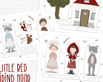 Little Red Paper Doll Set, Fairy Tales, Printable PDF