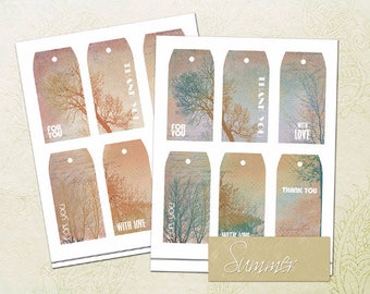 Printable Gift Tags- Nature themed- Thank you Tags- Instant Download