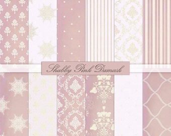 Pink Damask Digital Paper-Damask Printable-Baby Pink Digital-Damask Digital Background Paper-Vintage Damask Wallpaper-Old Paper-Scrapbooking