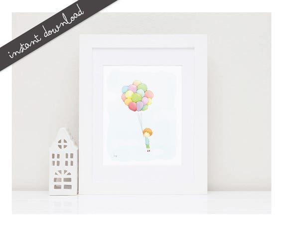 Printable Nursery Art Boy Balloon Poster Kids Digital Print | Etsy