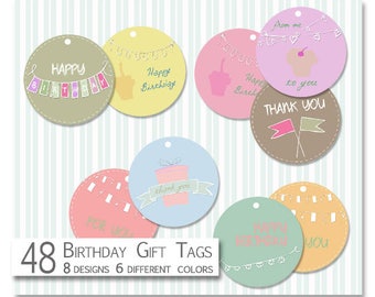 Printable Birthday Tags-Party Tags-Digital Gift Tags-Scrapbooking Tags-Birthday Gift Tags- Thank you Tags-Party Favor Tags-Instant Download