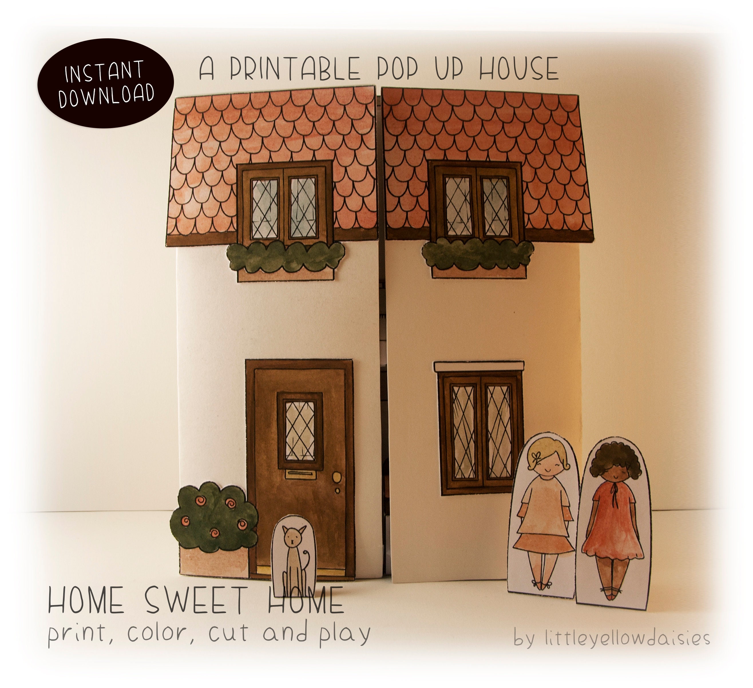 Printable Pop-up Papercraft Dollhouse  Paper doll house, Paper crafts,  Paper house printable