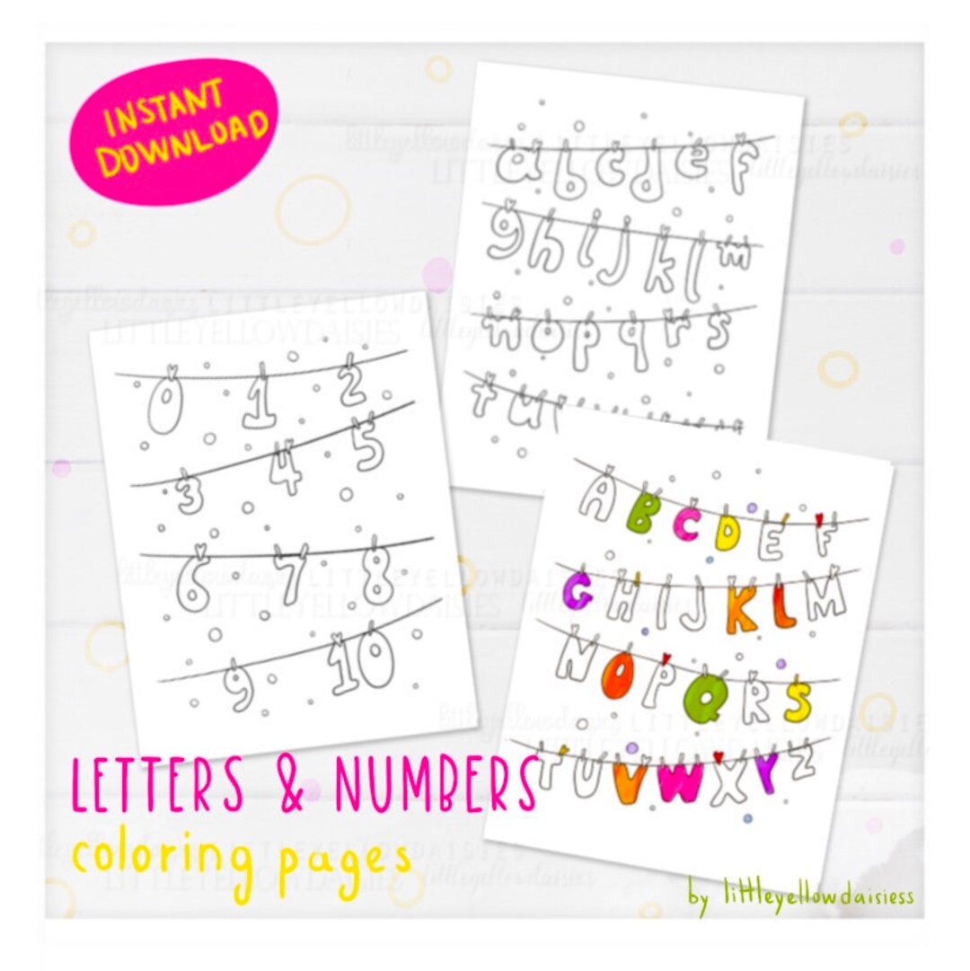 Letters and Numbers Coloring Pages, Alphabet Coloring Book, Kids ...