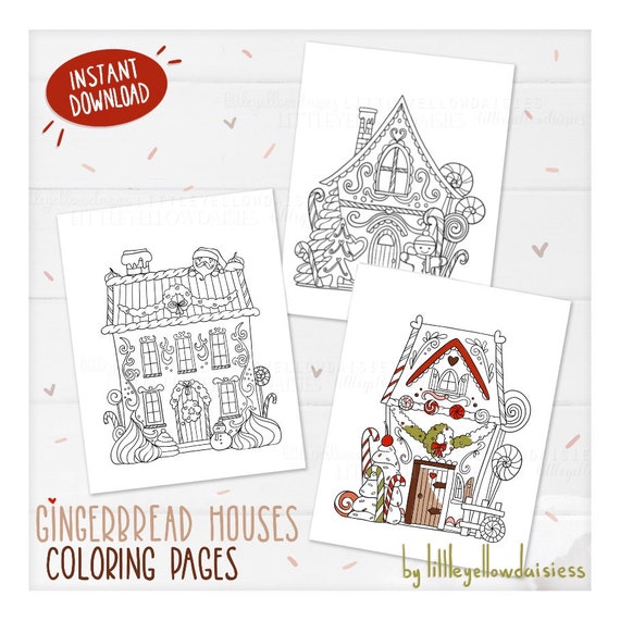 Gingerbread Houses Coloring Pages Christmas Houses Holidays