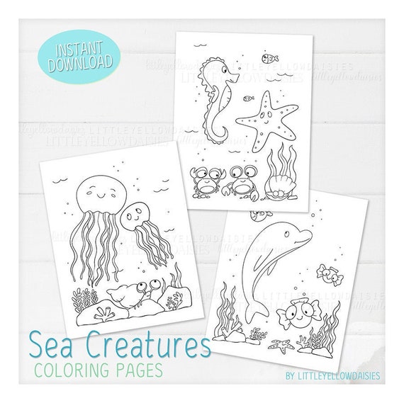 Sea Creatures Coloring Pages Ocean Coloring Book Summer -  Denmark