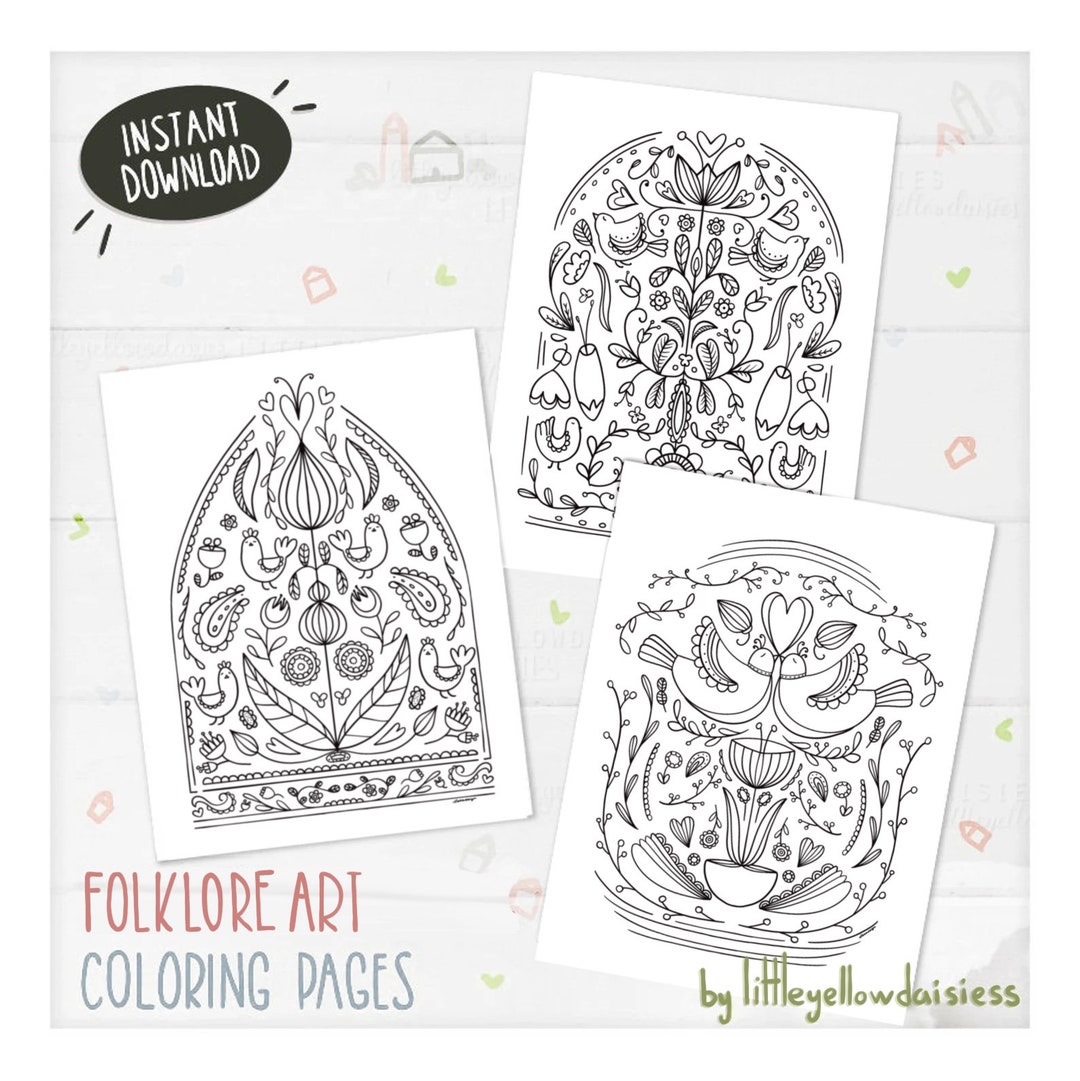 Folklore Coloring Pages, Folk Art Coloring Sheets, Traditional ...