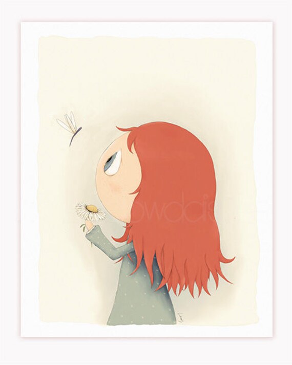 Mała Dziewczynka Rysunek Dzieci Ilustracja Dziewczyna I Motyl Nadruki Przedszkola Sztuki Dzieci Wall Decor Dziewczyna Room Decor Prezent Dla Baby Girl