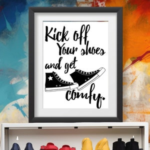 Letrero para quitarse los zapatos / Arte de pared imprimible / Letrero de entrada / Regalo de inauguración de la casa / Lindo póster para dormitorio / Frase divertida / Arte para habitación de invitados