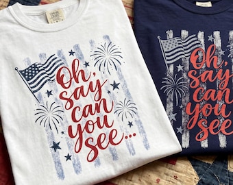Stern Spangle Banner Amerikanische Flagge Feuerwerk T-Shirt | Vierter Juli