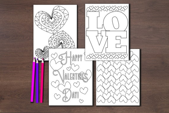 Valentine coloring pages kids valentine activity class party