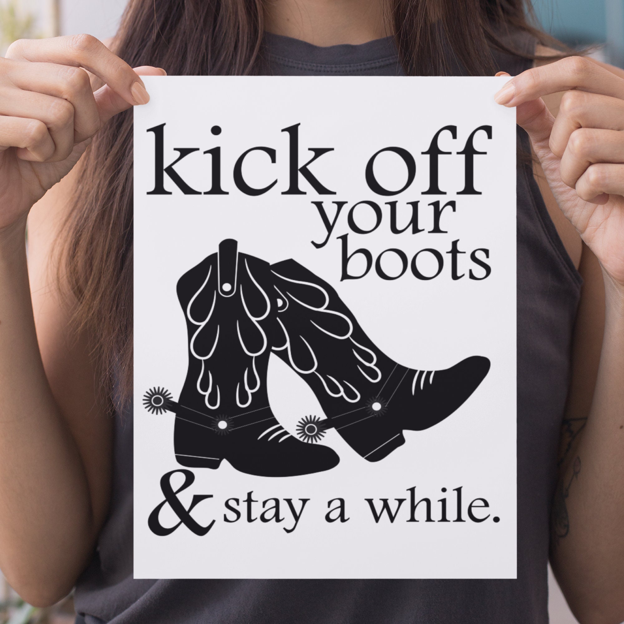 Printable welcome sign Kick off your boots sign no shoes | Etsy