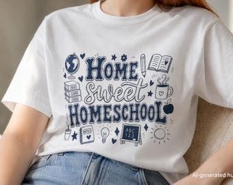 Süßes Homeschool T-Shirt | Homeschooling Graphic Tee, Gekritzel-Kunst-Shirt