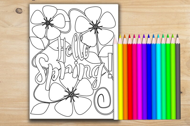 Printable coloring pages spring color sheets instant Etsy