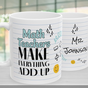 Math Teacher Gift Mug Funny Personalized Coffee Cup Back to School Math Instructor Appreciation Gift Educator Custom Name Faculty Coffee Mug