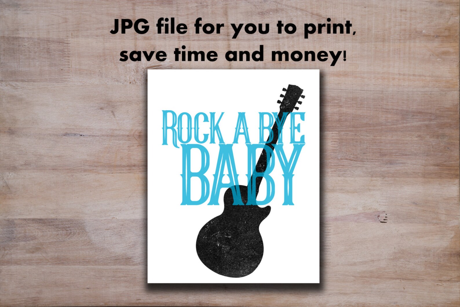Printable Rock N Roll Nursery Art Rock a Bye Baby Sign Etsy