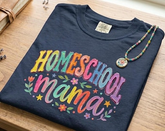 Homeschool Mama Shirt, bunte Farbtextur, Retro Vintage Cottagecore Style
