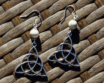 Celtic Knot Howlite Earrings: Sterling Silver Mystic Knot Jewelry