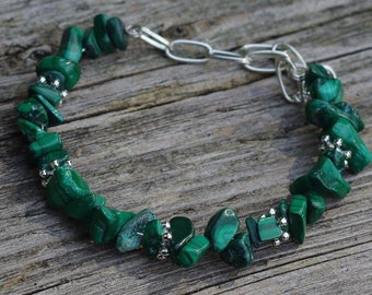 Malachite Bracelet ~ Semi Precious Natural Forest Green Stones