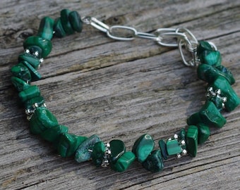 Malachite Bracelet ~ Semi Precious Natural Forest Green Stones