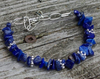 Lapis Lazuli Bracelet ~ Natural Irregular Chip Stones