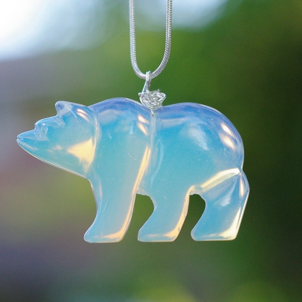 Opalite Polar Bear Necklace ~ Opal Bear Necklace ~ Opal Stone necklace ~ Polar Bear Necklace ~ Winter Gift ~ Birthday Gift ~ Anniversary