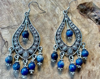 Sodalite Earrings ~ Blue Chandelier Earrings ~ Boho Style Jewellery ~ Healing Crystals
