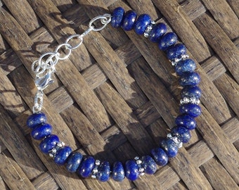 Lapis Lazuli Bracelet ~ Abacus Shaped Stones ~ Blue Healing Stones