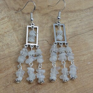 Moonstone Chandelier Earrings Iridescent Chip Stones image 4