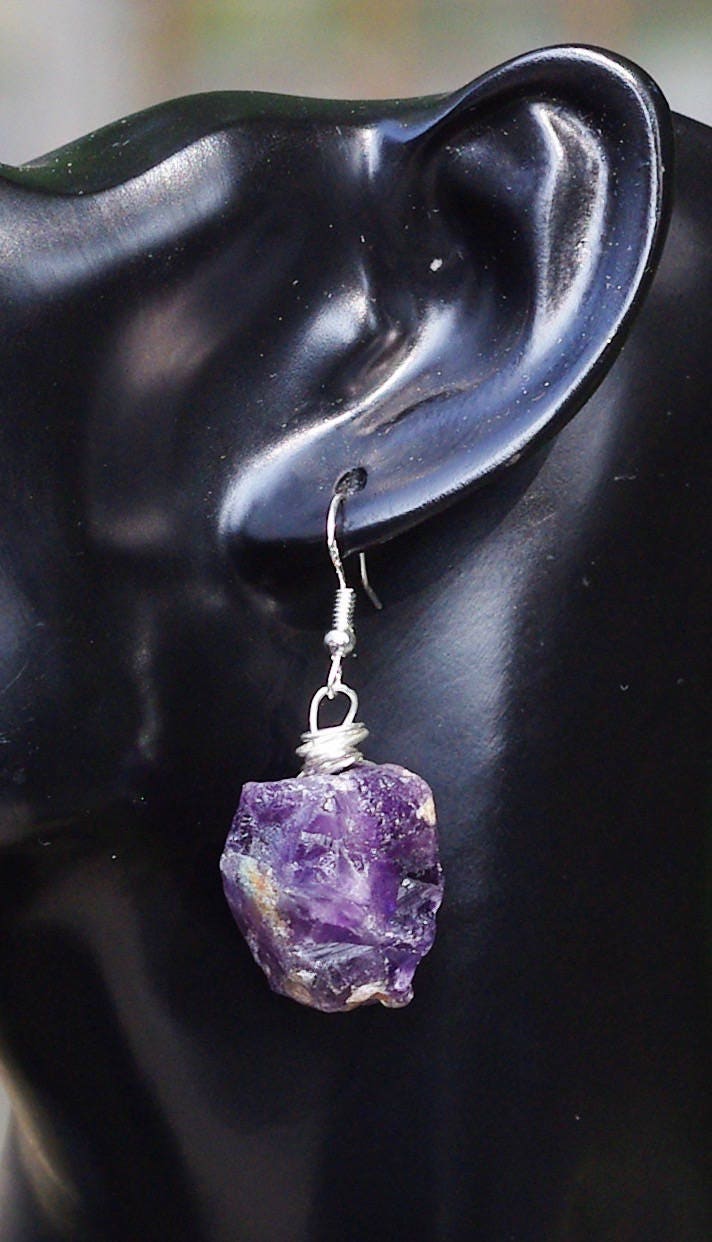 Raw Amethyst Earrings Statement Earrings Semi Precious - Etsy Canada