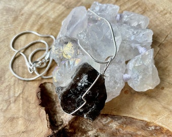 Raw Smoky Quartz Pendant ~ Sterling Silver Chain ~ Quartz Crystal ~ One of a Kind ~ OOAK