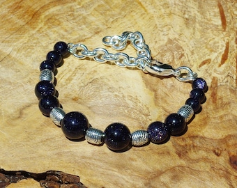 Blue Sandstone Bracelet ~ Midnight Sky Stones ~ Tibetan Silver Beads