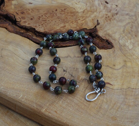 Dragon Blood Jasper Necklace ~ Green and Red Stones ~ Natural Stone Jewellery ~ Unisex Necklace