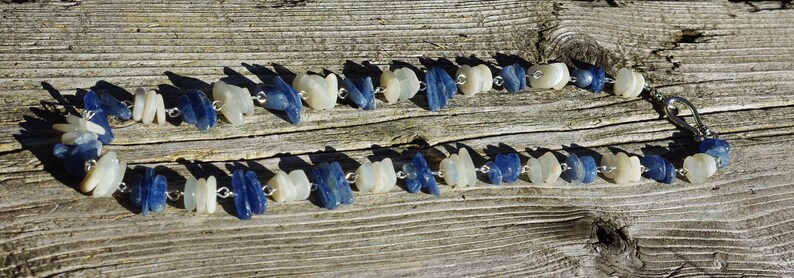 Moonstone and Kyanite Necklace Blue and White Stones Natural Crystals OOAK image 9