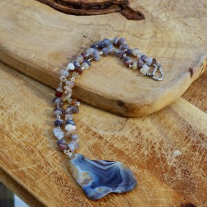 Botswana Agate Pendant Freeform Slice Stone Unisex Stone Necklace One of a Kind OOAK image 7