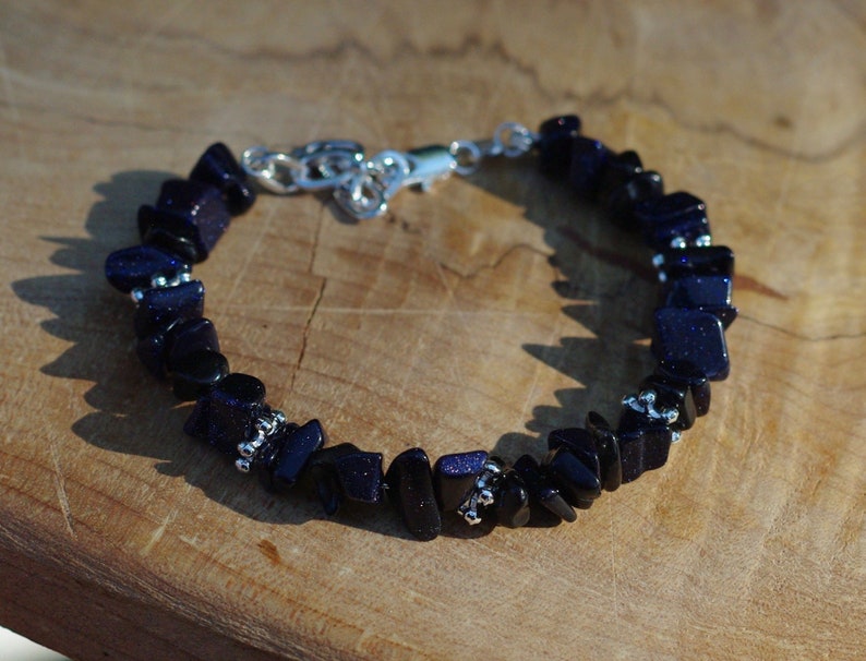 Blue Sandstone Bracelet  Chip Stone Jewellery  Starry Sky  image 0