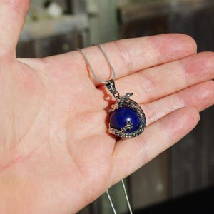 Lapis Lazuli Dragon Pendant on a Sterling Silver Chain Blue Stone Dragon Healing Crystal Chinese New Year image 5