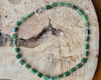 Jade Necklace ~ Green Gemstones ~ Canadian Nephrite Jade ~ Tubular Stones ~ British Columbia Jade ~ Unisex