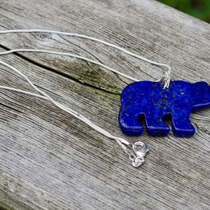 Lapis Lazuli Polar Bear Necklace Stone Bear Necklace Blue Bear image 8