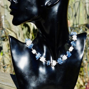 Moonstone and Kyanite Necklace Blue and White Stones Natural Crystals OOAK image 6