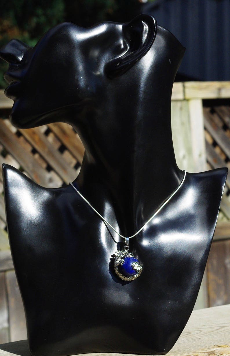 Lapis Lazuli Dragon Pendant on a Sterling Silver Chain Blue Stone Dragon Healing Crystal Chinese New Year image 6
