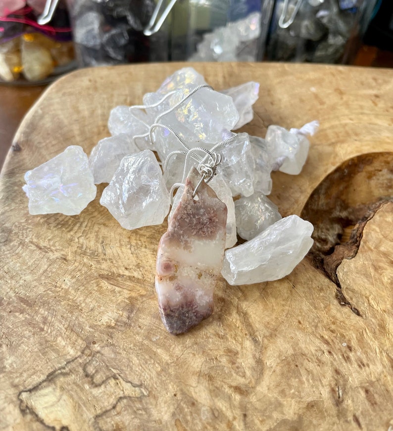 Freeform Stone Necklace Mexican Crazy Lace Agate Pendant Natural Gemstone Healing Crystal image 3